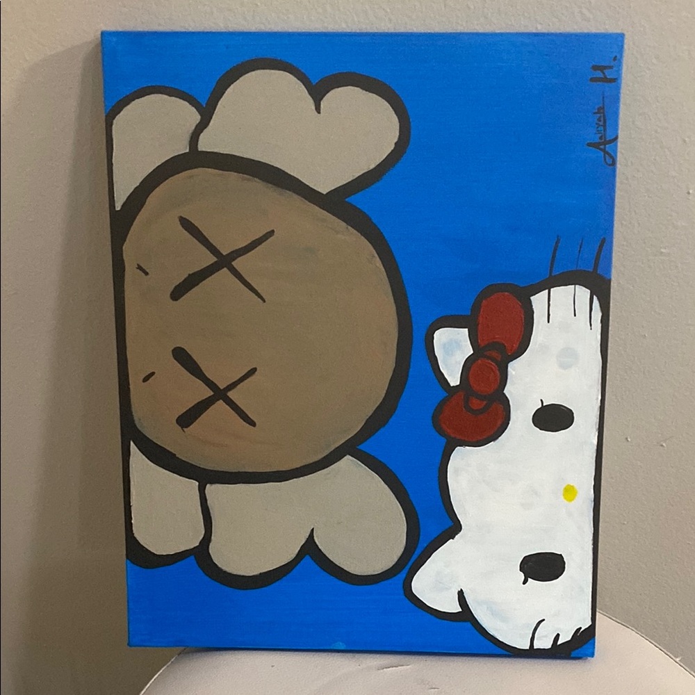 A hello kitty and Kaws painting. Hypebeast art, hello kitty, kaws, aesthetic - Picture 5 of 6